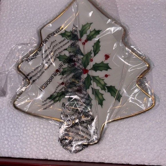 Lenox Hosting The Holidays Tree Trinket Party Plate Gold 24k Trimmed New - Picture 4 of 5